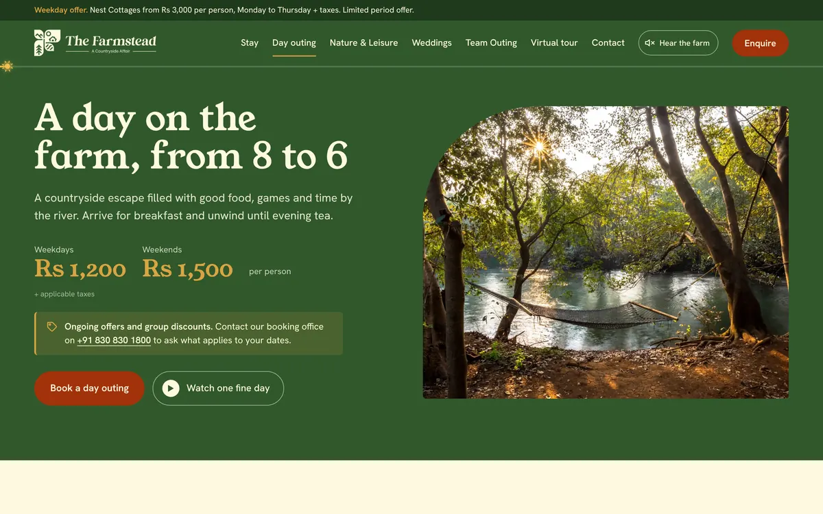 The Farmstead day outing page