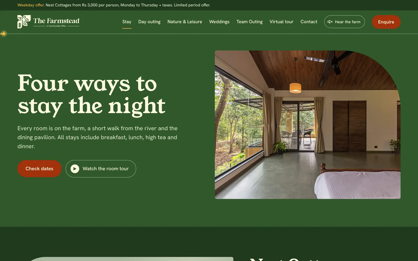 The Farmstead stay page built by Sorted